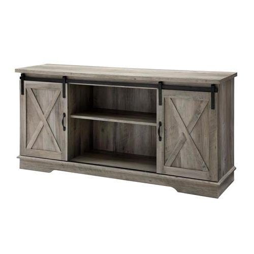 Modern Farmhouse Fireplace Credenza Tv Stands Rustic Gray Finish (Photo 17 of 20)