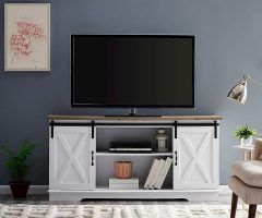 Top 20 of Farmhouse Sliding Barn Door Tv Stands for 70 Inch Flat Screen