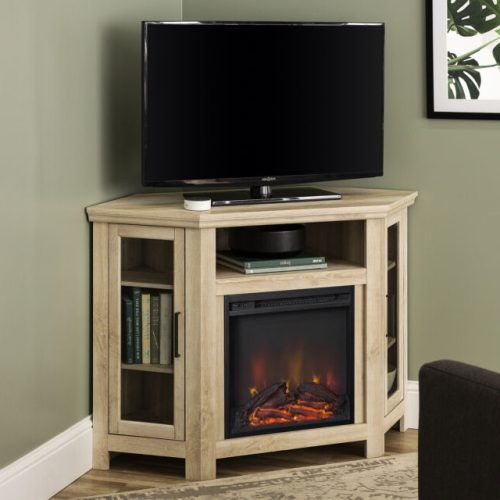 Wood Corner Storage Console Tv Stands For Tvs Up To 55" White (Photo 5 of 20)