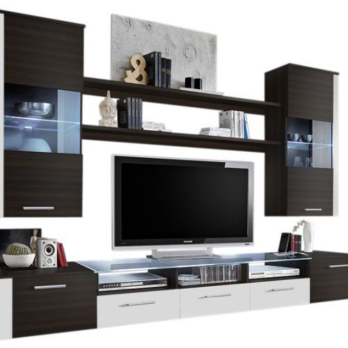 57'' Tv Stands With Led Lights Modern Entertainment Center (Photo 3 of 20)