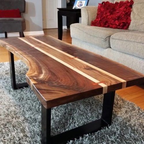 Walnut Wood And Gold Metal Coffee Tables (Photo 1 of 20)