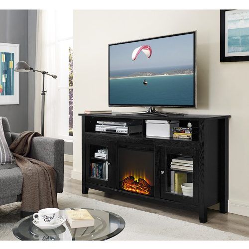 Modern Black Floor Glass Tv Stands For Tvs Up To 70 Inch (Photo 14 of 20)