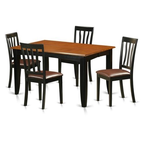 Caira Black 5 Piece Round Dining Sets With Upholstered Side Chairs (Photo 11 of 20)
