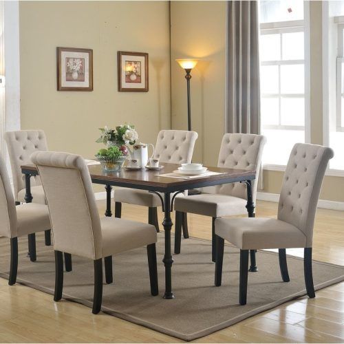 Caira Black 7 Piece Dining Sets With Upholstered Side Chairs (Photo 6 of 20)