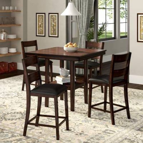 Biggs 5 Piece Counter Height Solid Wood Dining Sets (Set Of 5) (Photo 3 of 20)