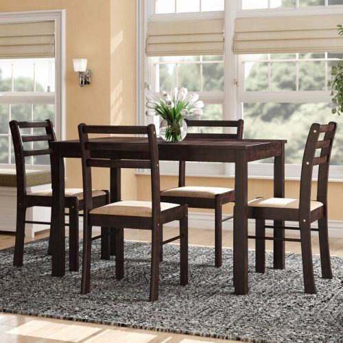 Hanska Wooden 5 Piece Counter Height Dining Table Sets (Set Of 5) (Photo 15 of 20)