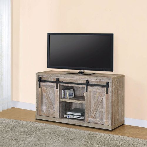 Modern Tv Stands In Oak Wood And Black Accents With Storage Doors (Photo 4 of 20)