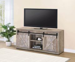 20 Inspirations Tv Stands with Sliding Barn Door Console in Rustic Oak