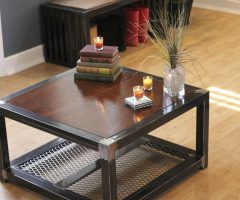 2024 Latest Brown Wood and Steel Plate Coffee Tables