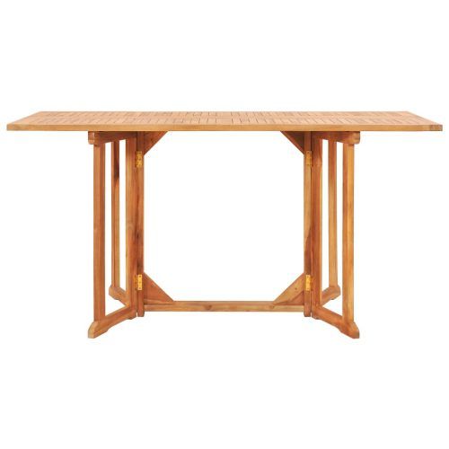 Aulbrey Butterfly Leaf Teak Solid Wood Trestle Dining Tables (Photo 2 of 20)