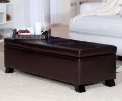 2024 Popular Brown Leather Ottoman Coffee Tables with Storages