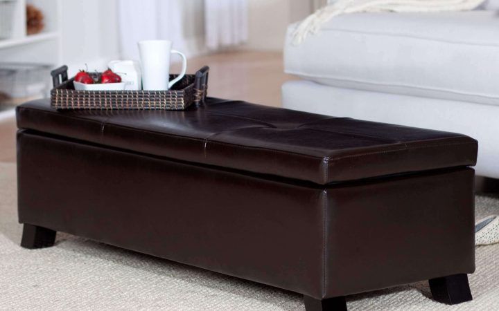 2024 Popular Brown Leather Ottoman Coffee Tables with Storages
