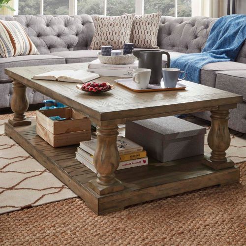 Edmaire Rustic Pine Baluster Coffee Tables (Photo 1 of 20)