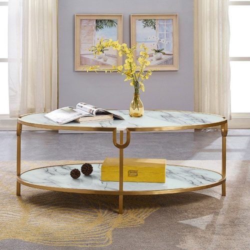Geometric Glass Top Gold Coffee Tables (Photo 14 of 20)