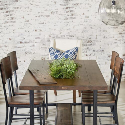 Magnolia Home Shop Floor Dining Tables With Iron Trestle (Photo 18 of 20)