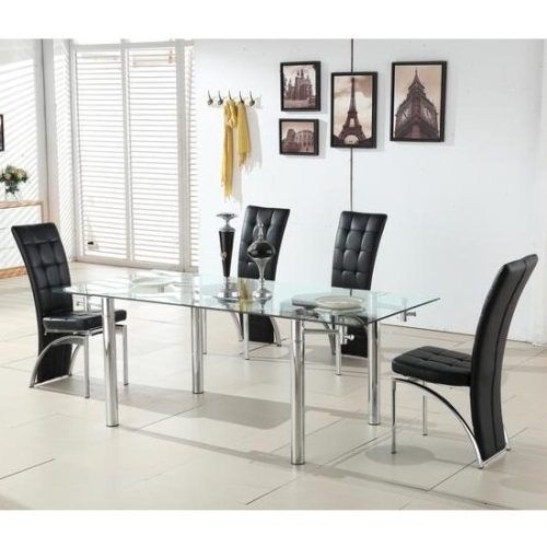 Black Glass Extending Dining Tables 6 Chairs (Photo 10 of 20)