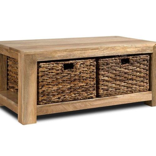 Coffee Table With Wicker Basket Storage (Photo 8 of 20)
