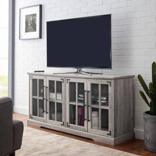 Modern Farmhouse Fireplace Credenza Tv Stands Rustic Gray Finish (Photo 16 of 20)