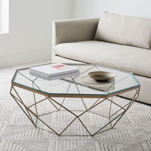 Geometric Glass Top Gold Coffee Tables (Photo 15 of 20)