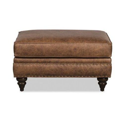Brown Leather Tan Canvas Pouf Ottomans (Photo 11 of 20)