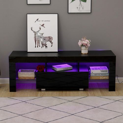 Zimtown Tv Stands With High Gloss Led Lights (Photo 4 of 20)
