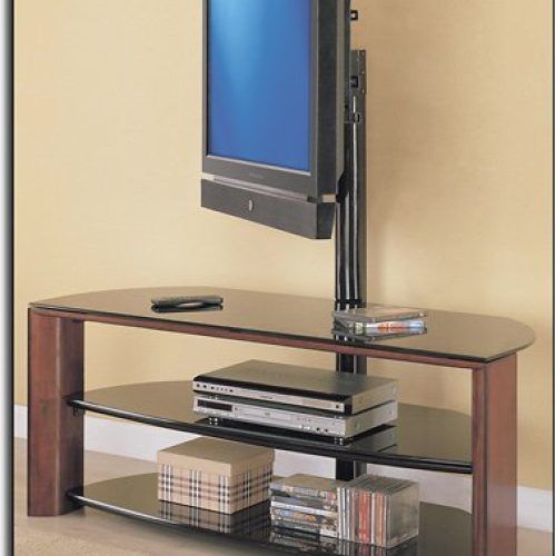 Whalen Furniture Black Tv Stands For 65" Flat Panel Tvs With Tempered Glass Shelves (Photo 8 of 20)