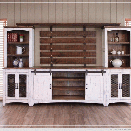 Rustic Country Tv Stands In Weathered Pine Finish (Photo 8 of 20)
