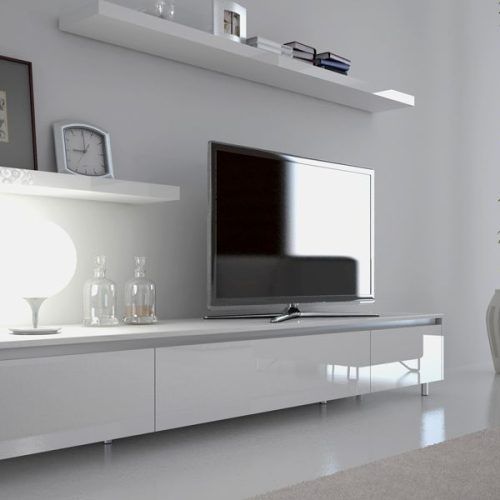 Tv Stands With 2 Open Shelves 2 Drawers High Gloss Tv Unis (Photo 17 of 20)