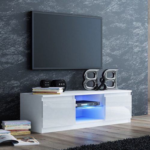 Milano White Tv Stands With Led Lights (Photo 8 of 20)