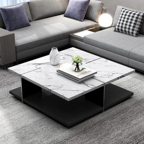 White Faux Marble Coffee Tables (Photo 3 of 20)