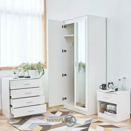 White Wardrobes With Drawers And Mirror (Photo 12 of 20)