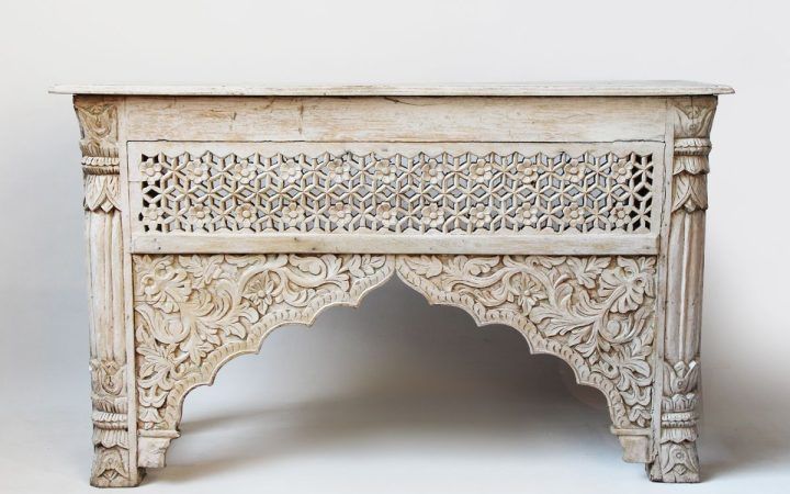 2024 Popular Hand Carved White Wash Console Tables