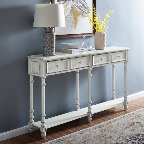 Hand Carved White Wash Console Tables (Photo 4 of 20)