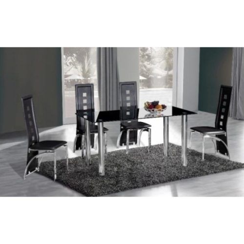 Black Glass Dining Tables And 4 Chairs (Photo 5 of 20)