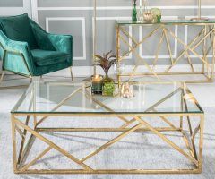  Best 20+ of Geometric Glass Top Gold Coffee Tables