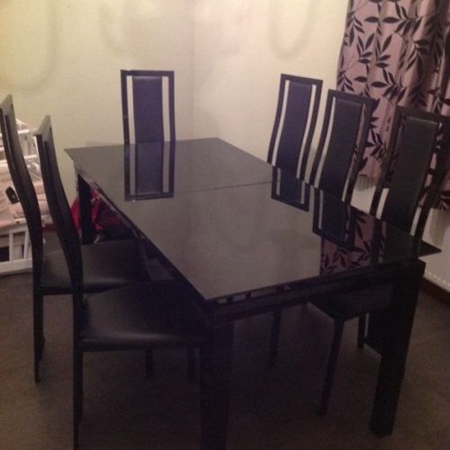 Black Glass Extending Dining Tables 6 Chairs (Photo 2 of 20)