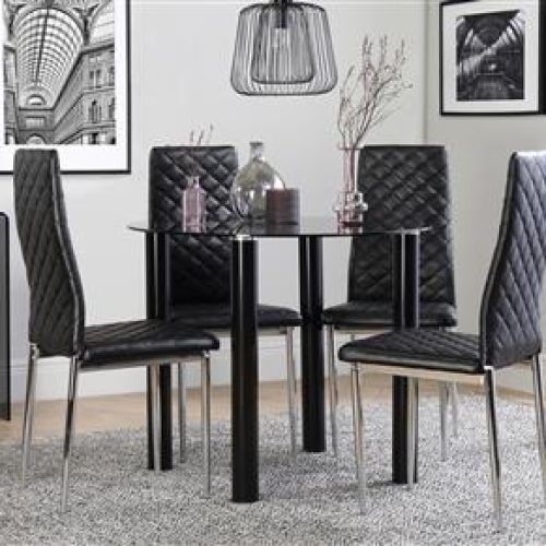 Round Black Glass Dining Tables And 4 Chairs (Photo 19 of 20)