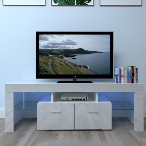 Zimtown Tv Stands With High Gloss Led Lights (Photo 2 of 20)