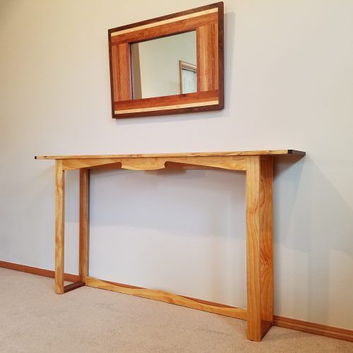 Natural Wood Mirrored Media Console Tables (Photo 11 of 20)