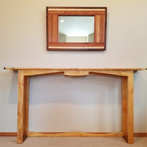 Natural Wood Mirrored Media Console Tables (Photo 6 of 20)