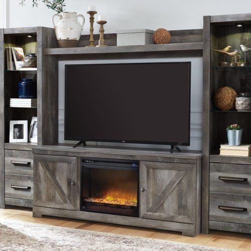 Modern Farmhouse Fireplace Credenza Tv Stands Rustic Gray Finish (Photo 9 of 20)