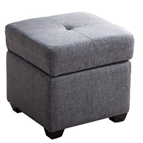 Gray And Beige Solid Cube Pouf Ottomans (Photo 1 of 12)