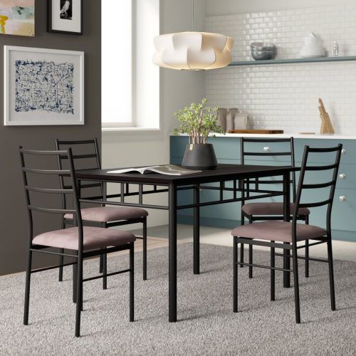 Evellen 5 Piece Solid Wood Dining Sets (Set Of 5) (Photo 7 of 20)
